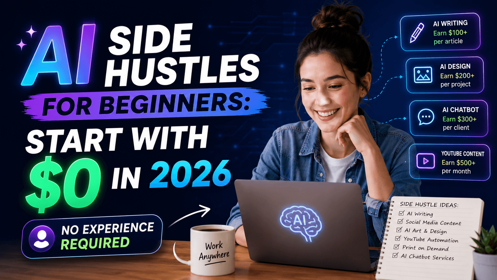 AI Side Hustles for Beginners: Start with $0 in 2026 (No Experience Required)